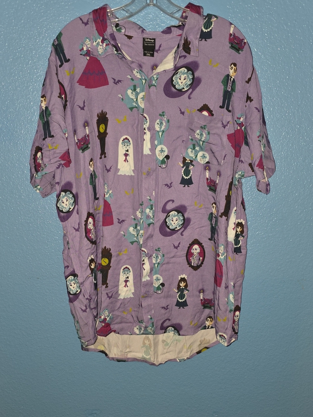 Disney Purple Haunted Mansion Button-Down Shirt